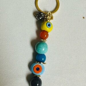Colorful Beaded Keychain with Evil Eye Charm